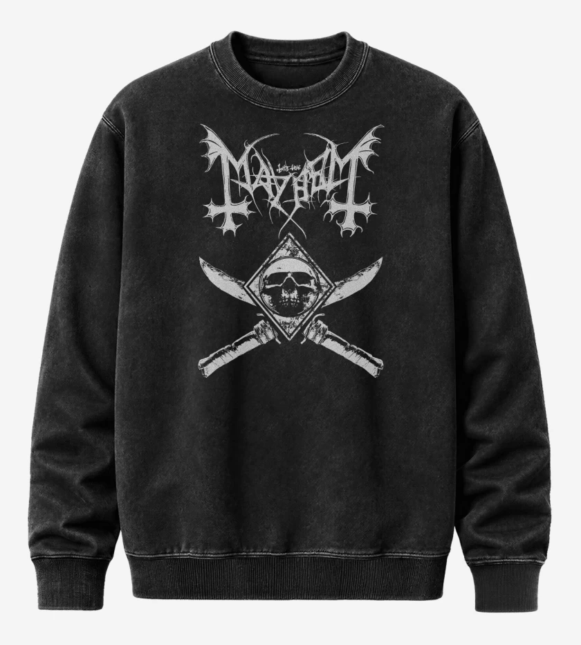 Poleron Polo Acid Wash Negro de Mayhem Chimera