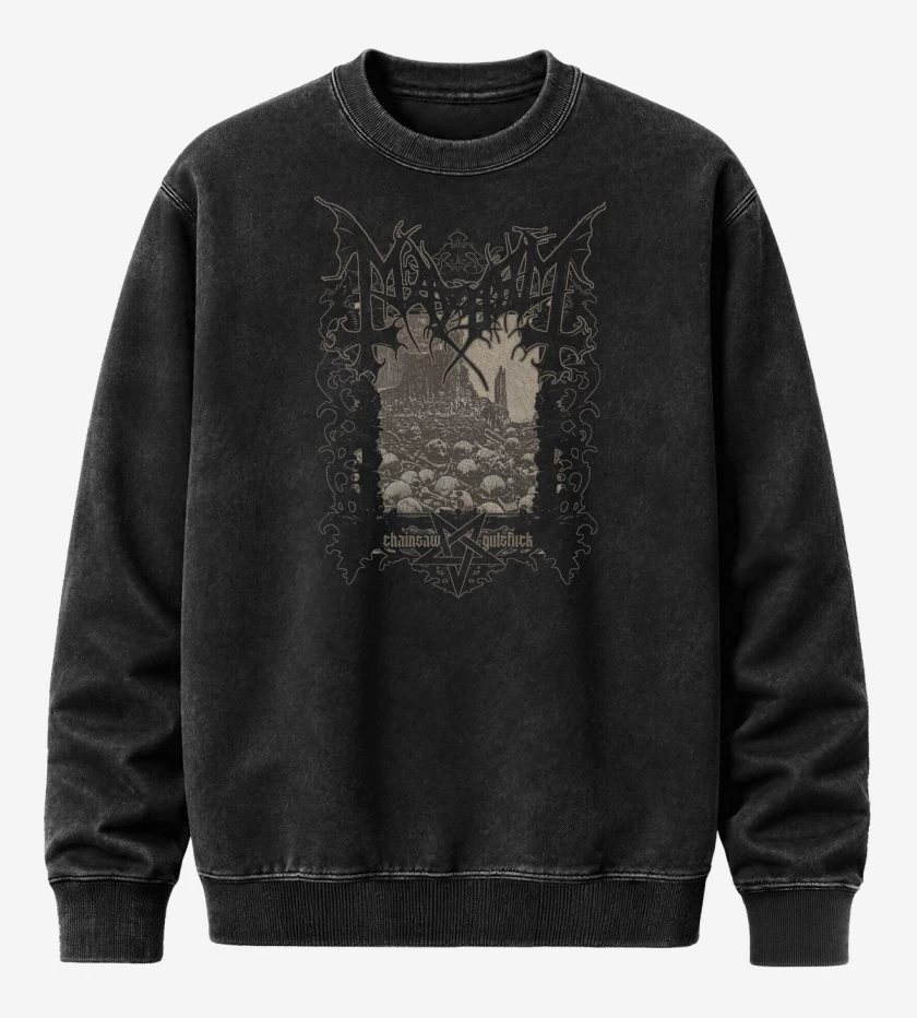 Poleron Polo Acid Wash Negro de Mayhem Chainsaw Gutsfuck