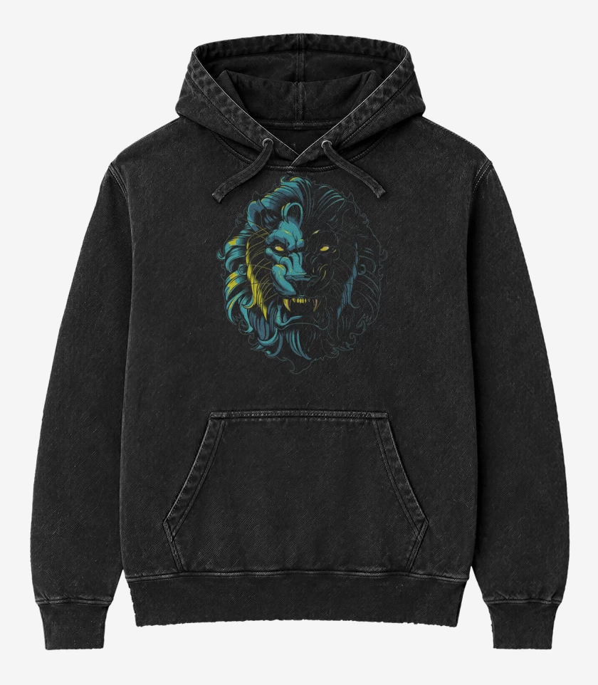 Poleron Canguro Acid Wash Negro de Lyon