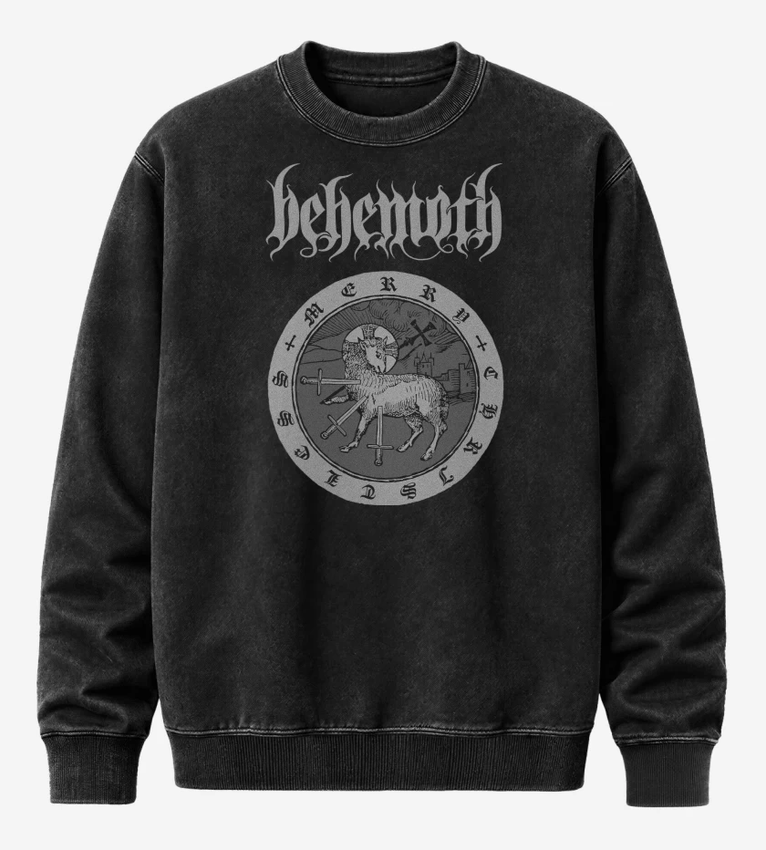 Poleron Polo Acid Wash Negro de Behemoth Merry Christless