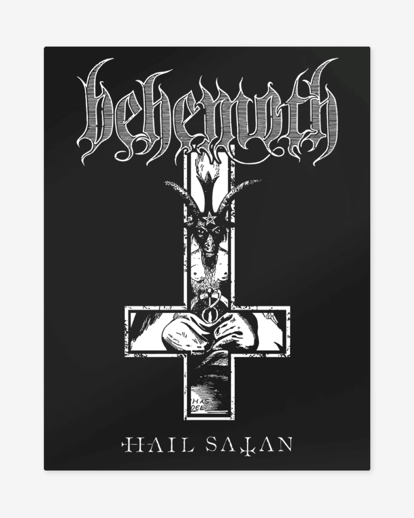 Print metalico Negro de Behemoth Hail Satan