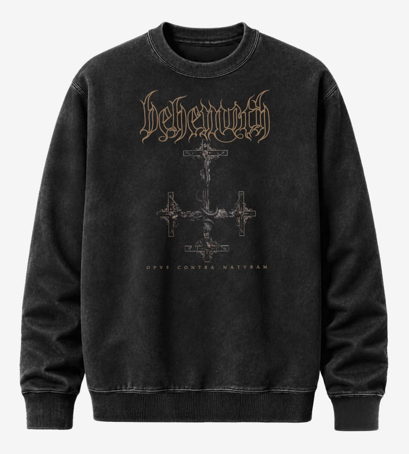 Poleron Polo Acid Wash Negro de Behemoth Opus Contra Natura