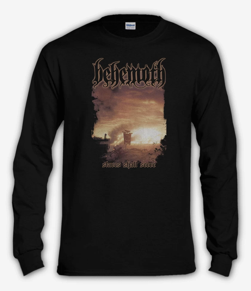 Polera manga larga Negro de Behemoth Slaves Shall Serve