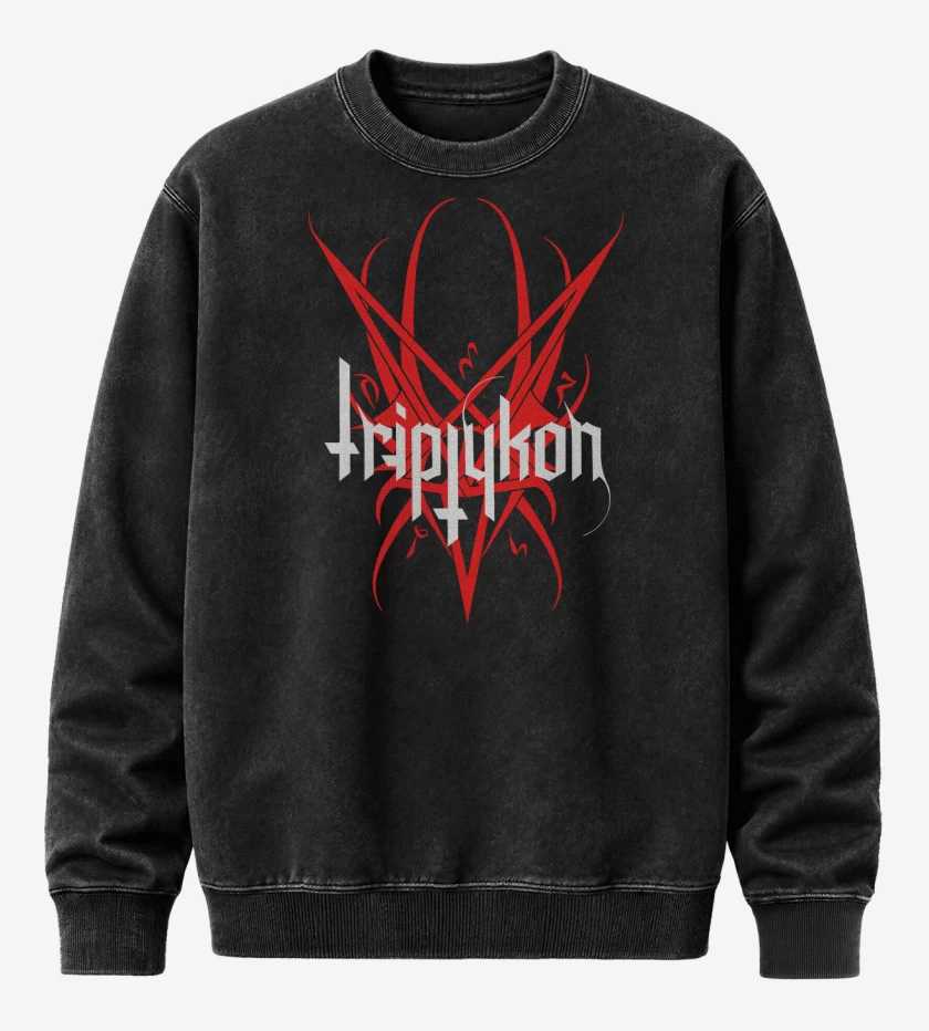 Poleron Polo Acid Wash Negro de Triptykon Logo