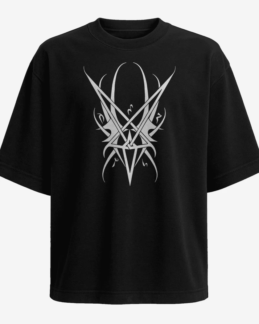 Polera Oversize Negro de Triptykon Simbolo