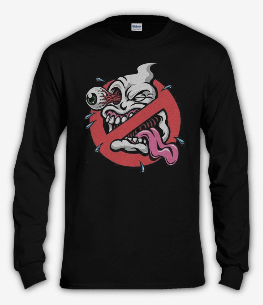 Polera manga larga Negro de Ghost buster impresion directa
