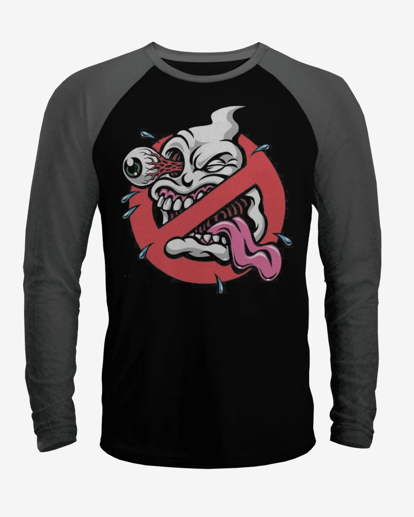 Polera Raglan Negro / Negro Heather de Ghost buster impresion directa