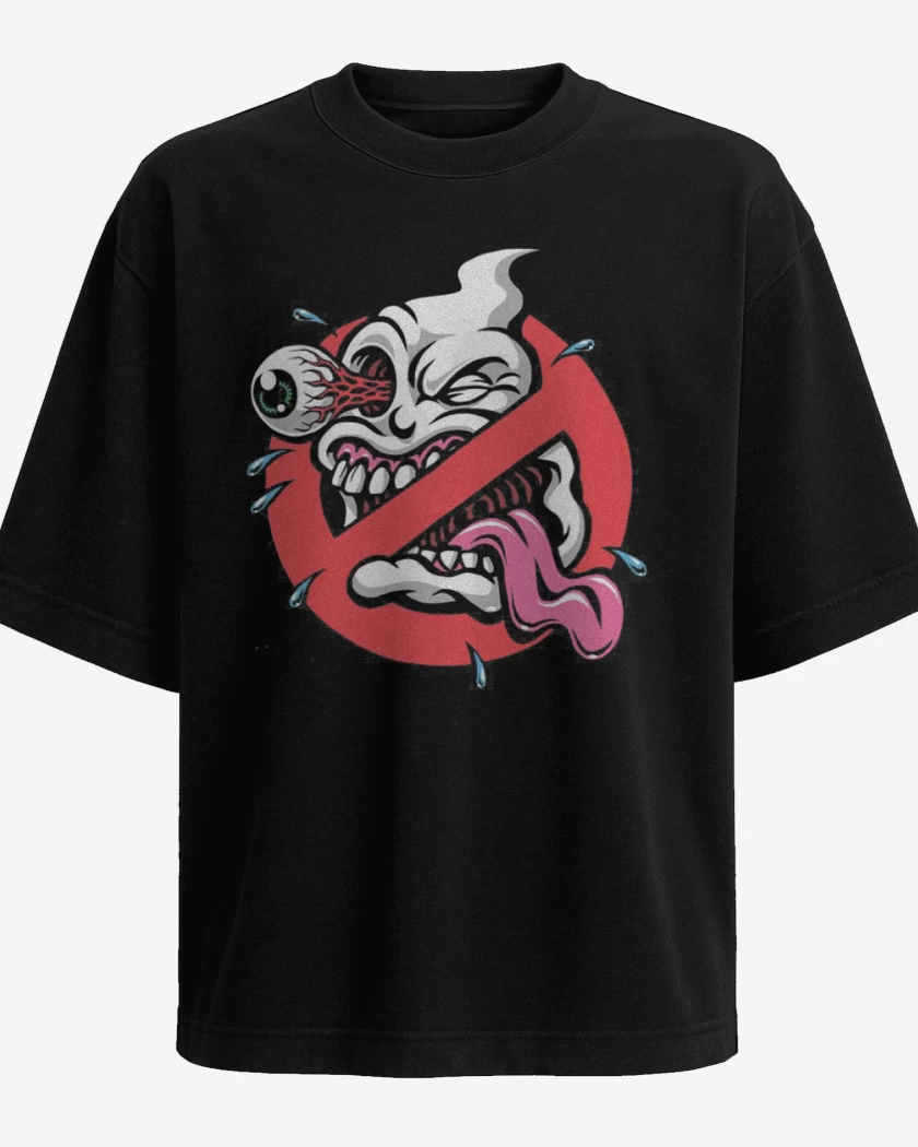 Polera Oversize Negro de Ghost buster impresion directa