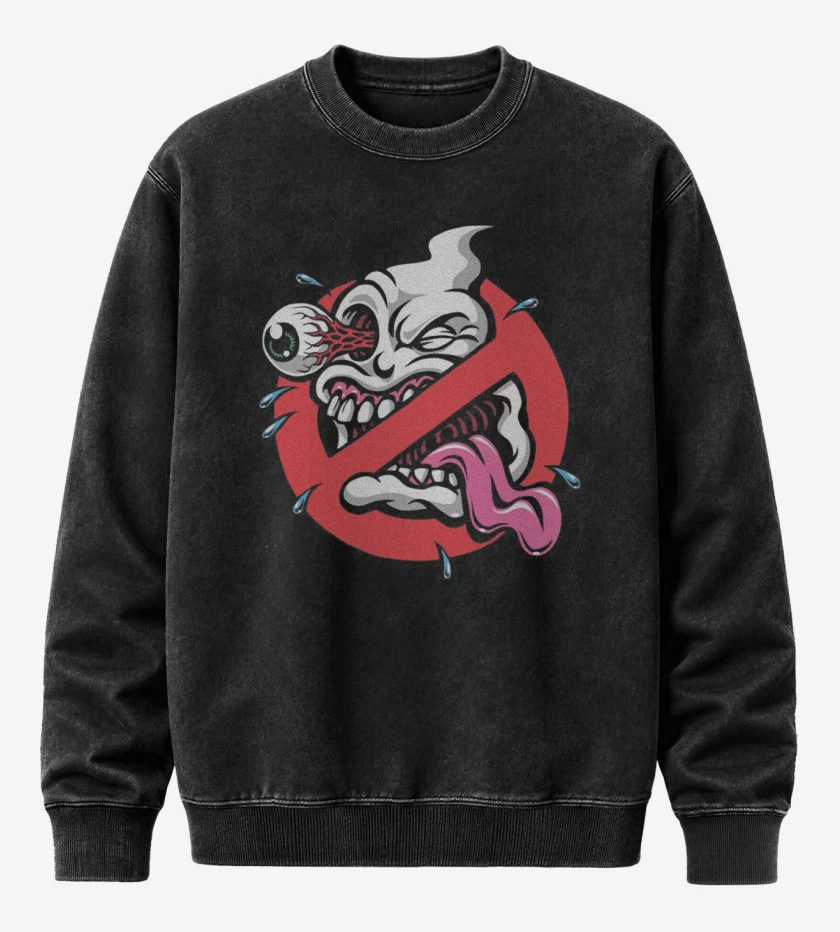 Poleron Polo Acid Wash Negro de Ghost buster impresion directa