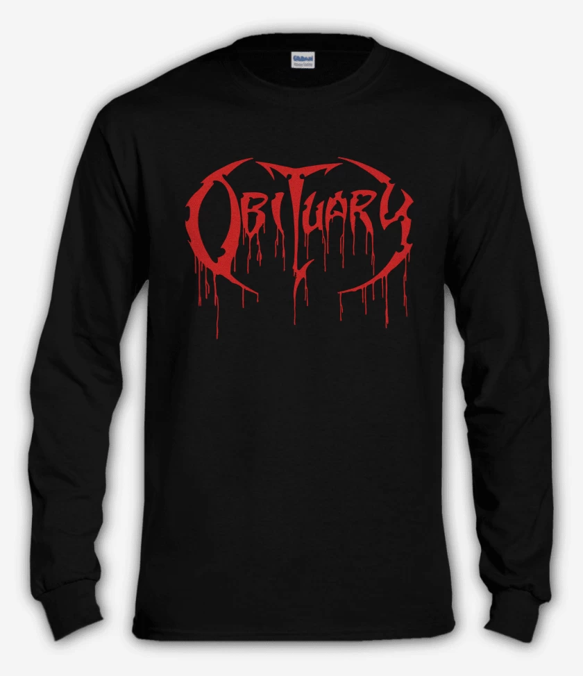 Polera manga larga Negro de Obiturary Logo
