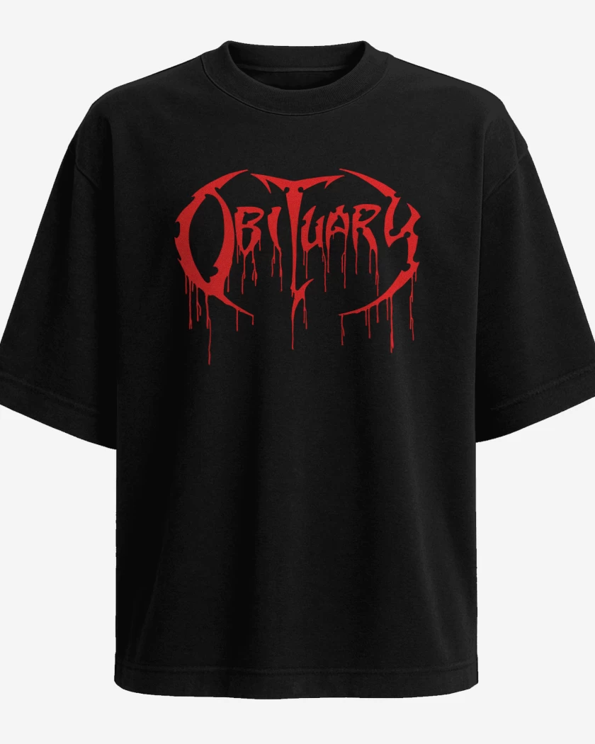 Polera Oversize Negro de Obiturary Logo