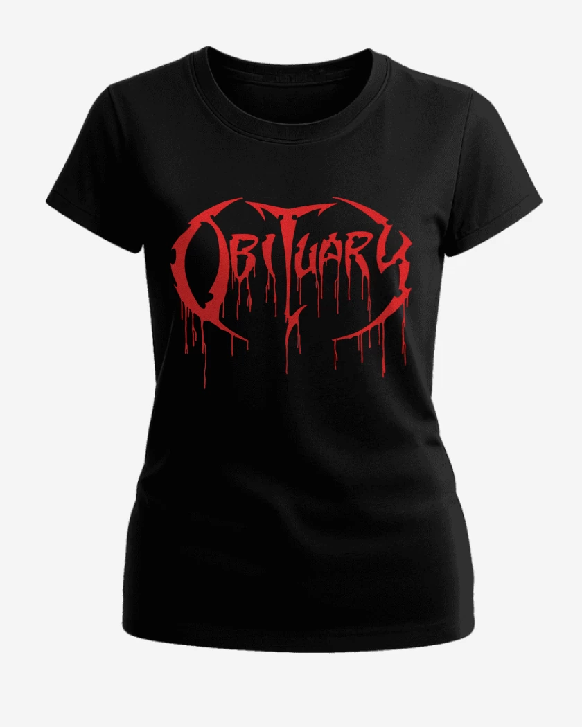 Polera de Mujer Negro de Obiturary Logo