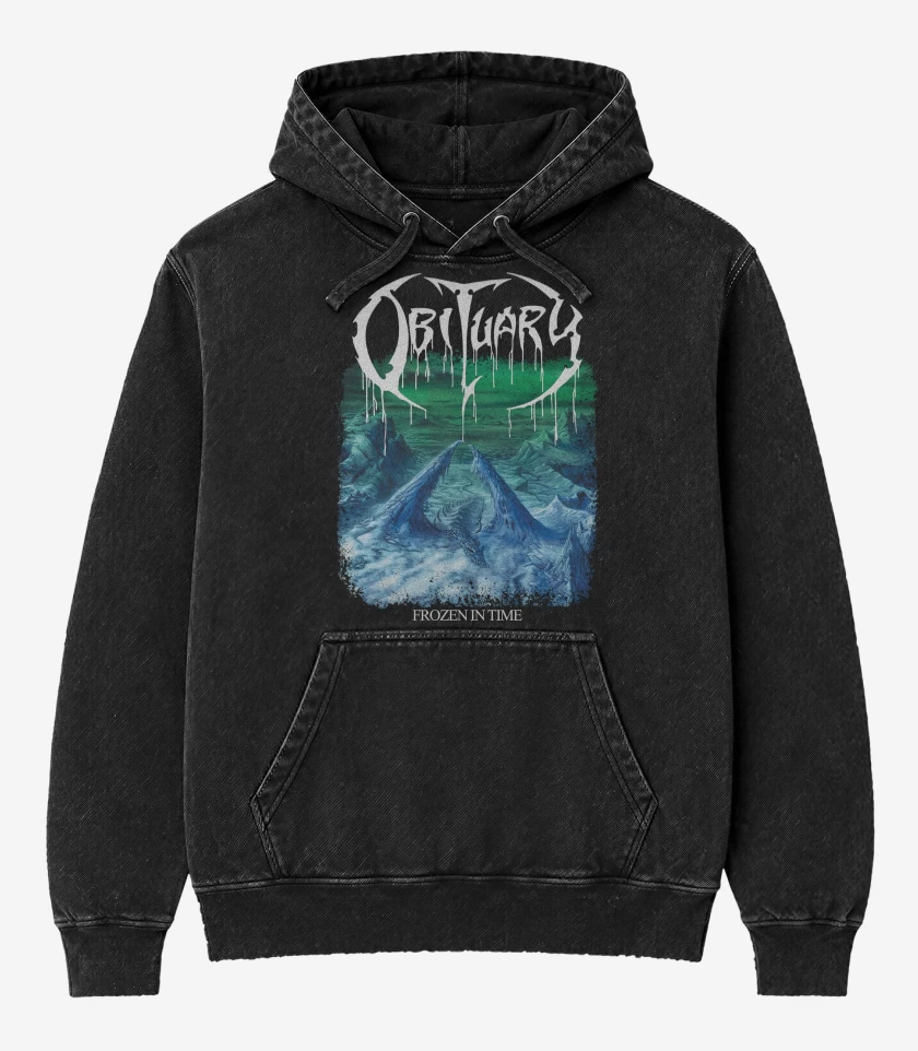 Poleron Canguro Acid Wash Negro de Obituary Frozen in Time