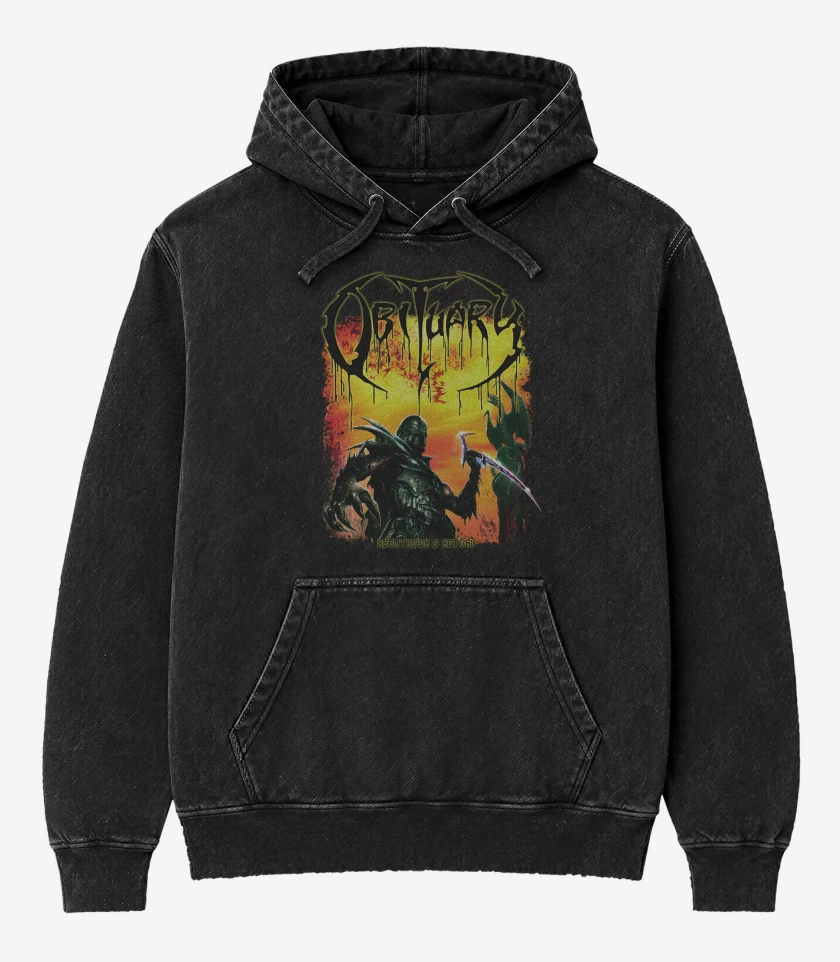 Poleron Canguro Acid Wash Negro de Obituary Xecutioners Return