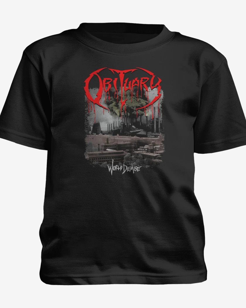 Polera de niño Negro de Obiturary World Demise