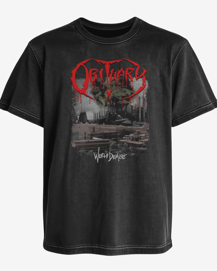 Polera desgastada Negro de Obiturary World Demise