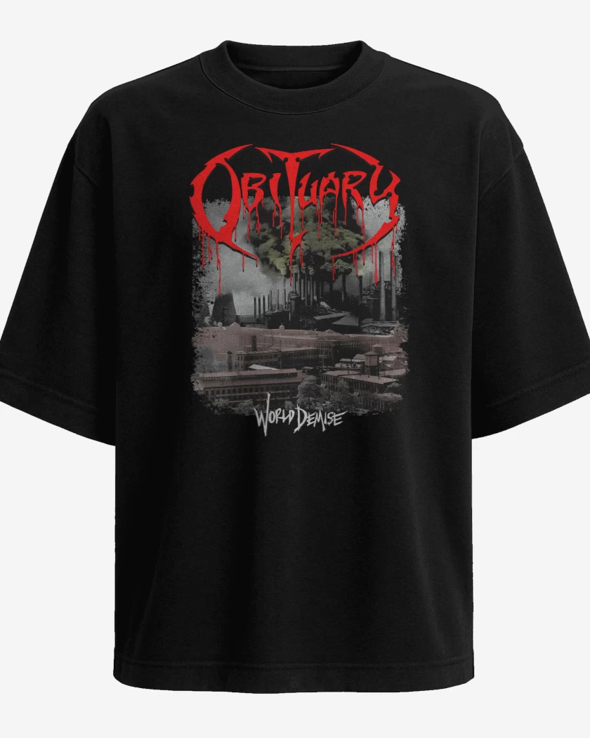 Polera Oversize Negro de Obiturary World Demise