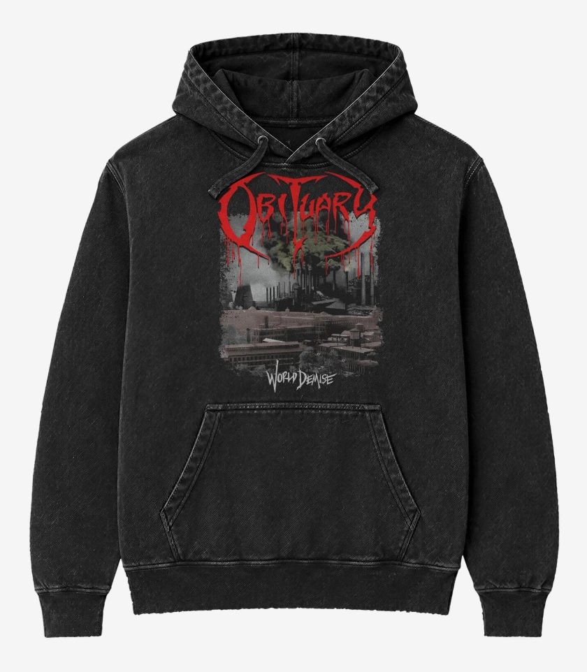 Poleron Canguro Acid Wash Negro de Obiturary World Demise