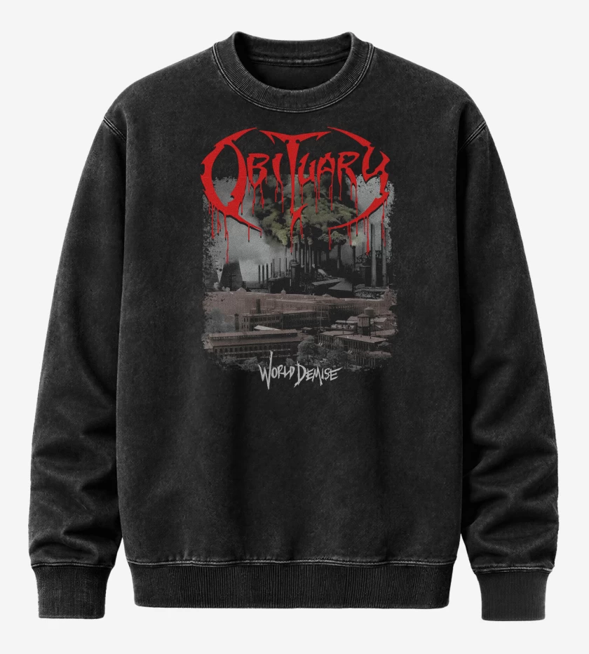 Poleron Polo Acid Wash Negro de Obiturary World Demise