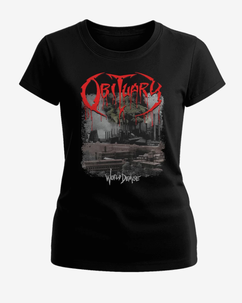 Polera de Mujer Negro de Obiturary World Demise