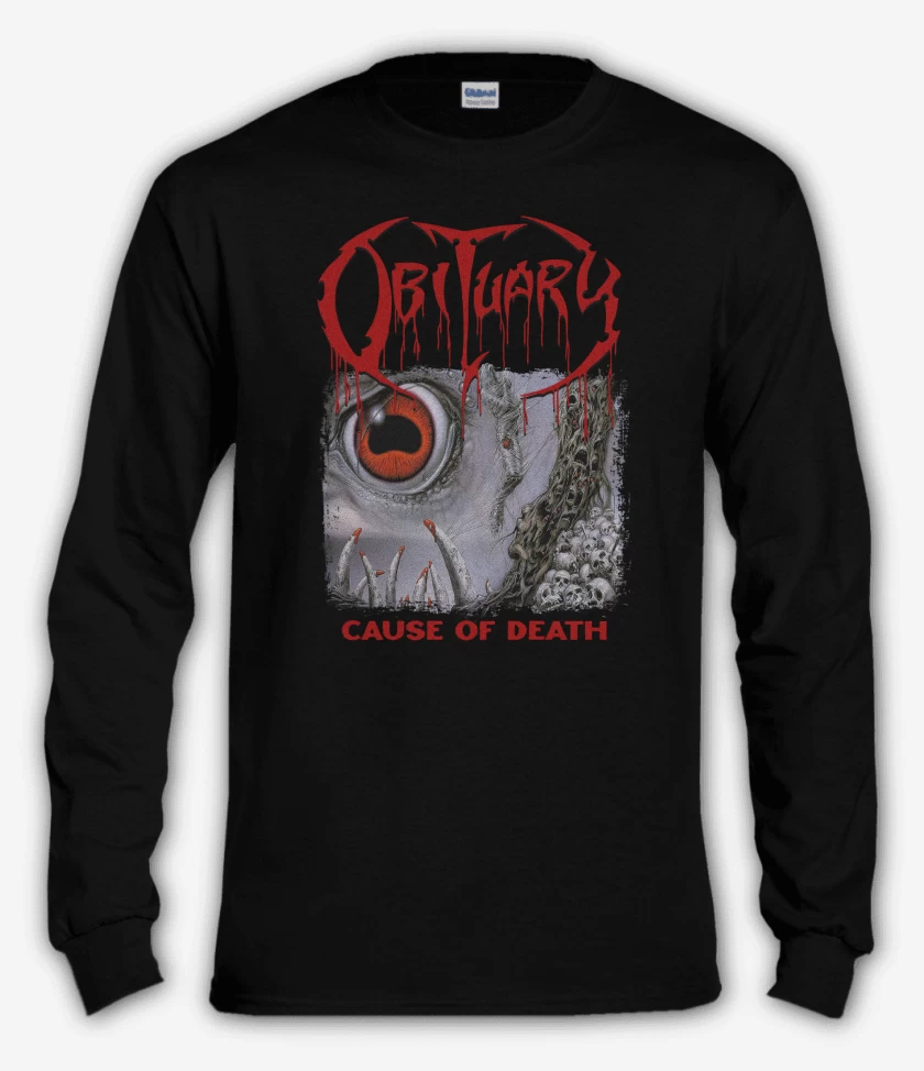 Polera manga larga Negro de Obituary Cause of Death