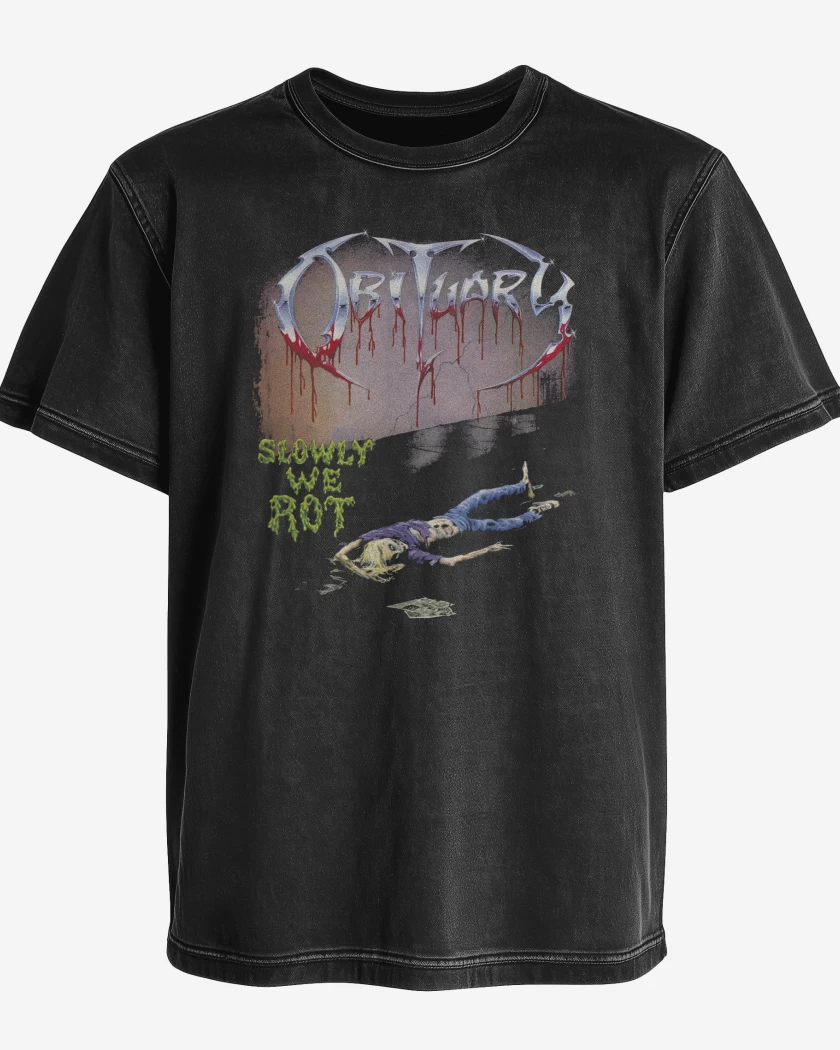 Polera desgastada Negro de Obiturary Slowly We Rot