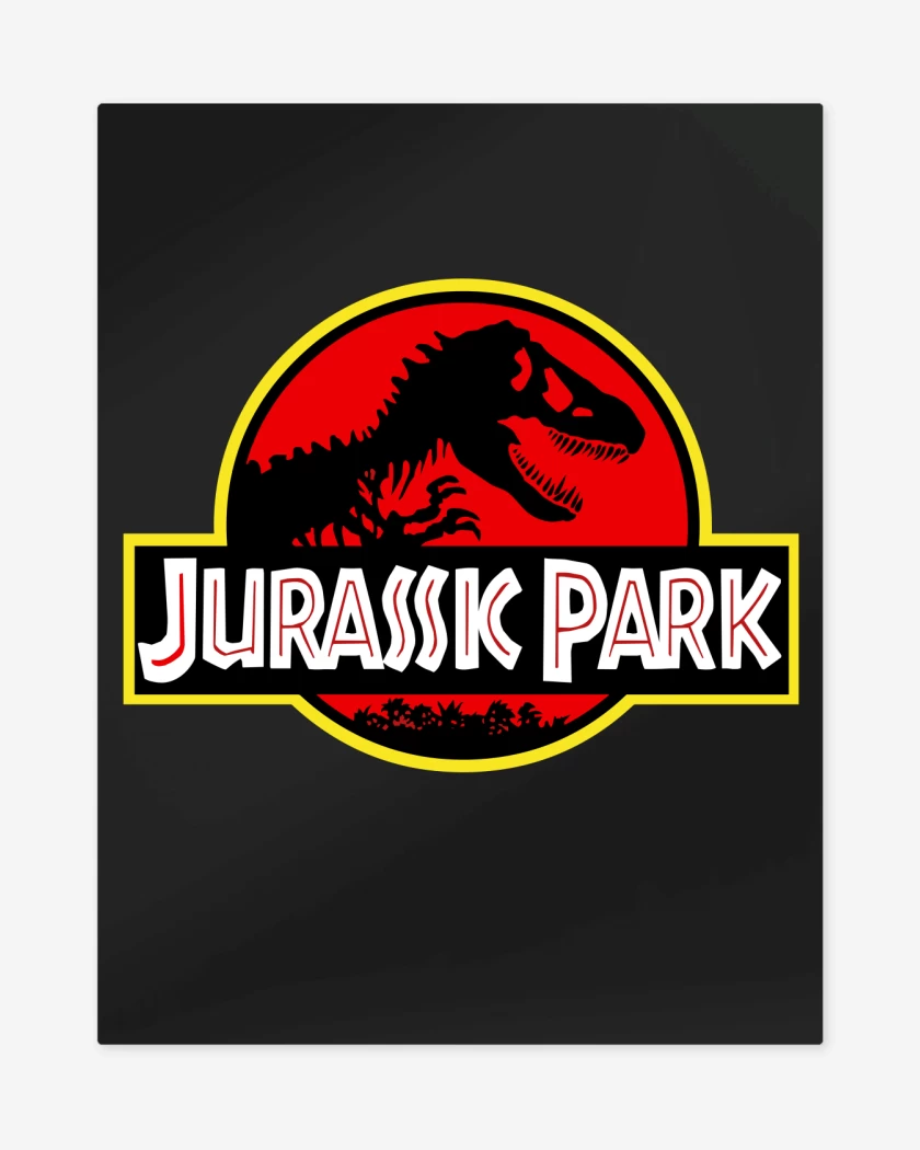 Print metalico Negro de Jurassic Park Original Logo