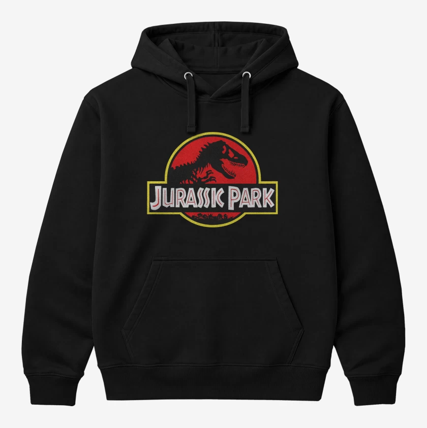 Polerón Canguro Negro de Jurassic Park Original Logo
