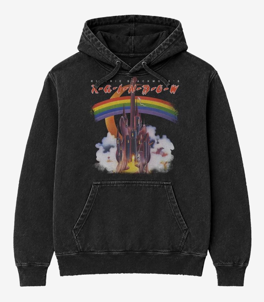 Poleron Canguro Acid Wash Negro de Ritchie Blackmores Rainbow