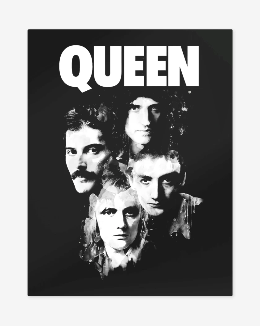Print metalico Negro de Queen Faces