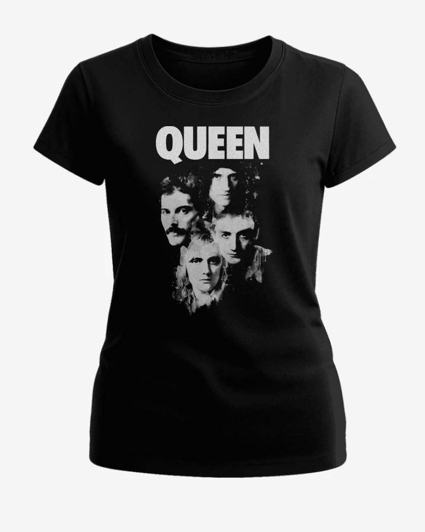 Polera de Mujer Negro de Queen Faces
