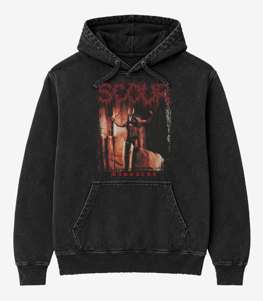 Poleron Canguro Acid Wash Negro de SCOUR Massacre