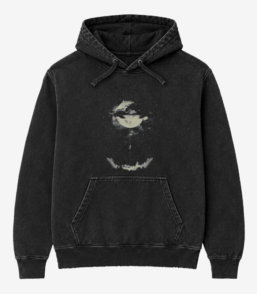 Poleron Canguro Acid Wash Negro de Luna