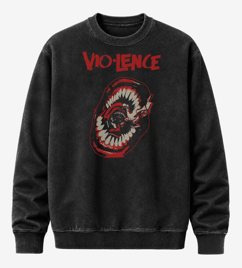 Poleron Polo Acid Wash Negro de Violence Eternal Nightmare