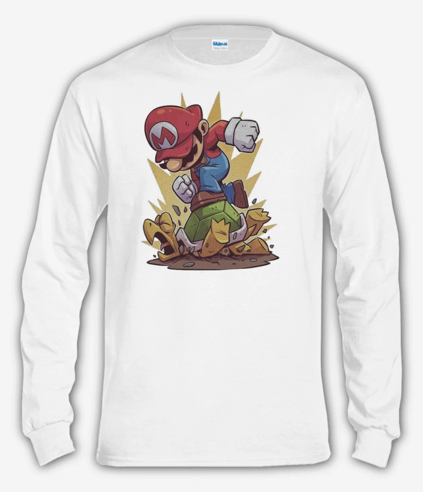 Polera manga larga Blanco de Super bigote destroyer