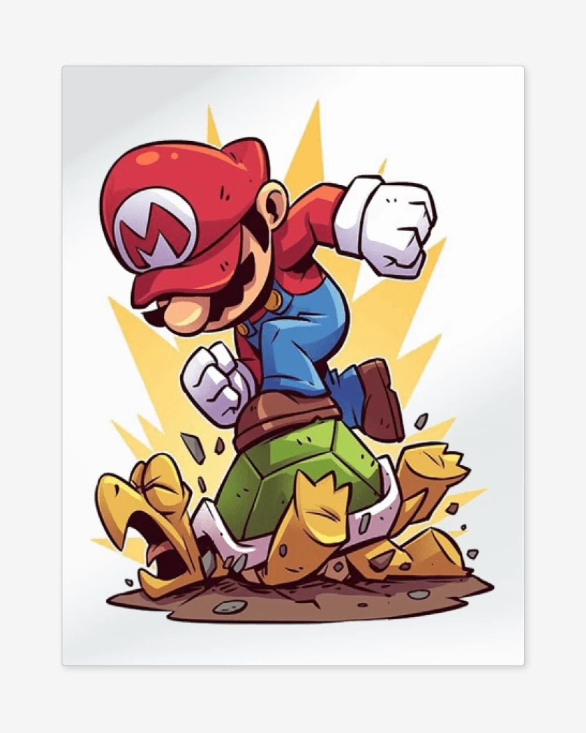 Print metalico Blanco de Super bigote destroyer