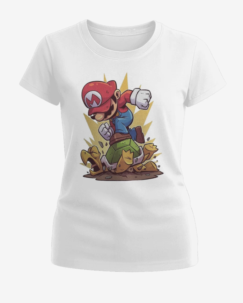 Polera de Mujer Blanco de Super bigote destroyer