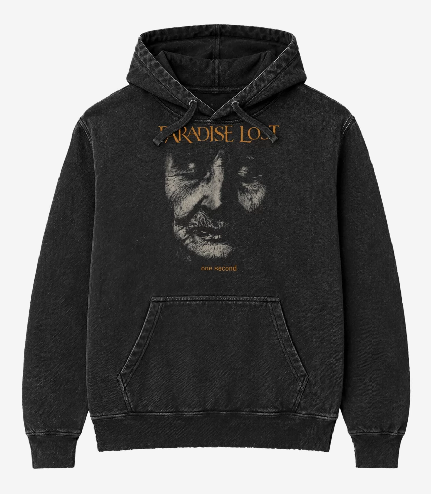 Poleron Canguro Acid Wash Negro de Paradise Lost One Second