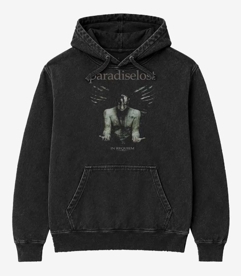 Poleron Canguro Acid Wash Negro de Paradise Lost In Requiem