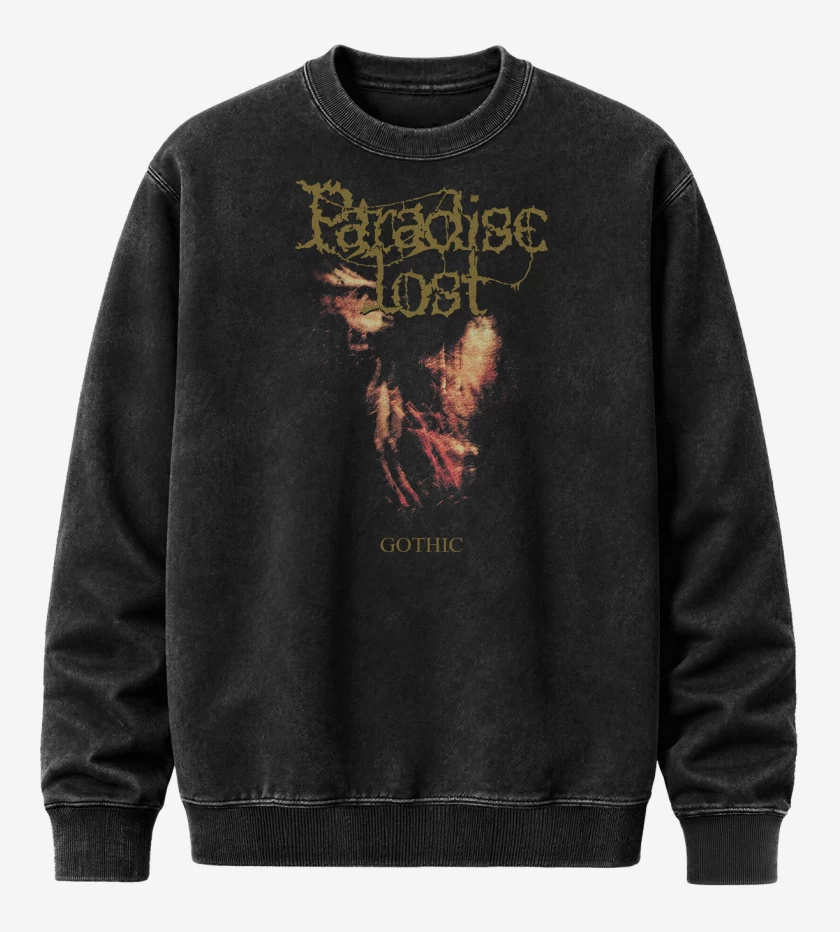 Poleron Polo Acid Wash Negro de Paradise Lost Gothic