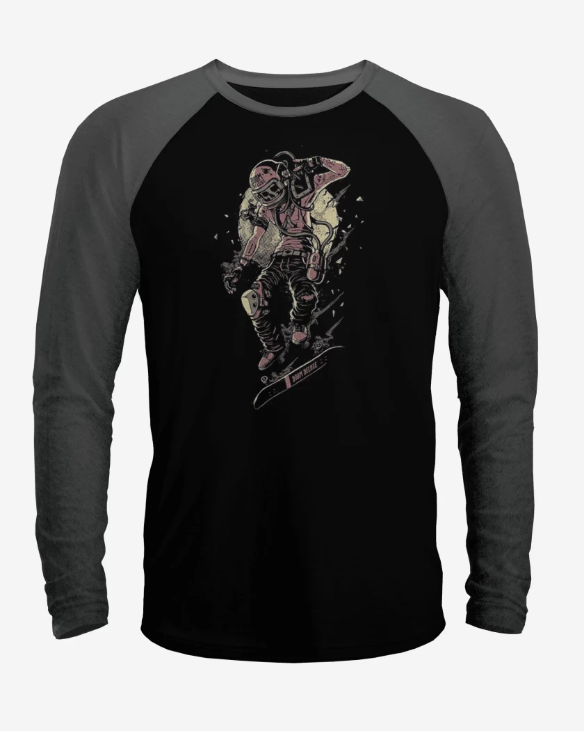 Polera Raglan Negro / Negro Heather de Skeleton skater