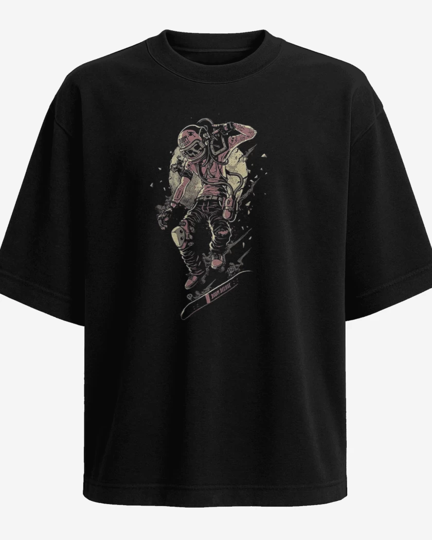 Polera Oversize Negro de Skeleton skater