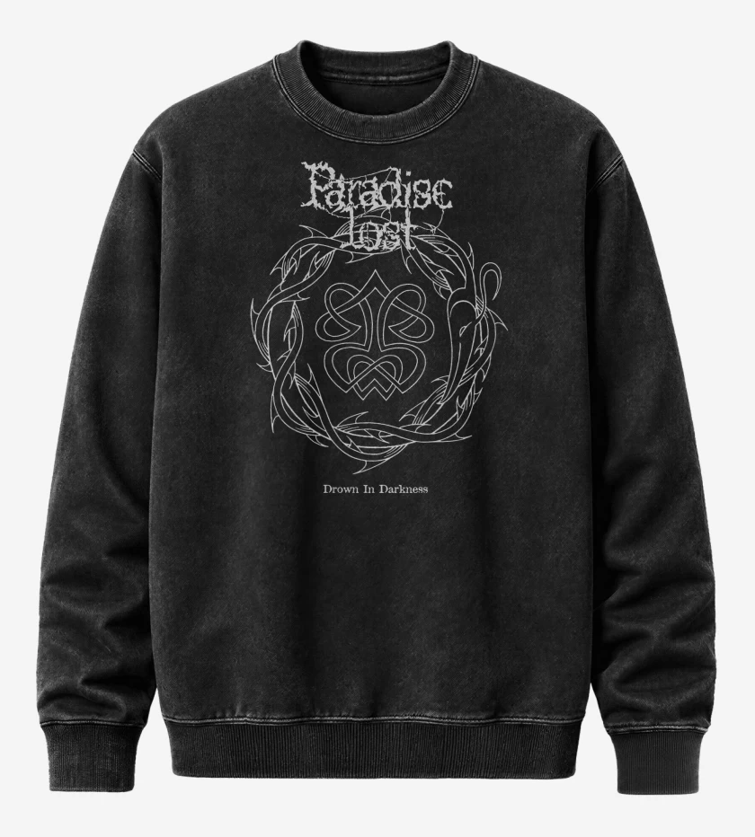 Poleron Polo Acid Wash Negro de Paradise Lost Drown in Darkness