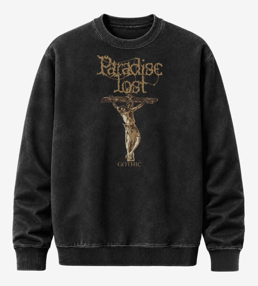 Poleron Polo Acid Wash Negro de Paradise Lost Gothic v2