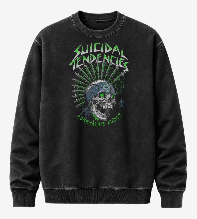 Poleron Polo Acid Wash Negro de Suicidal Tendencies Adrenaline Addict
