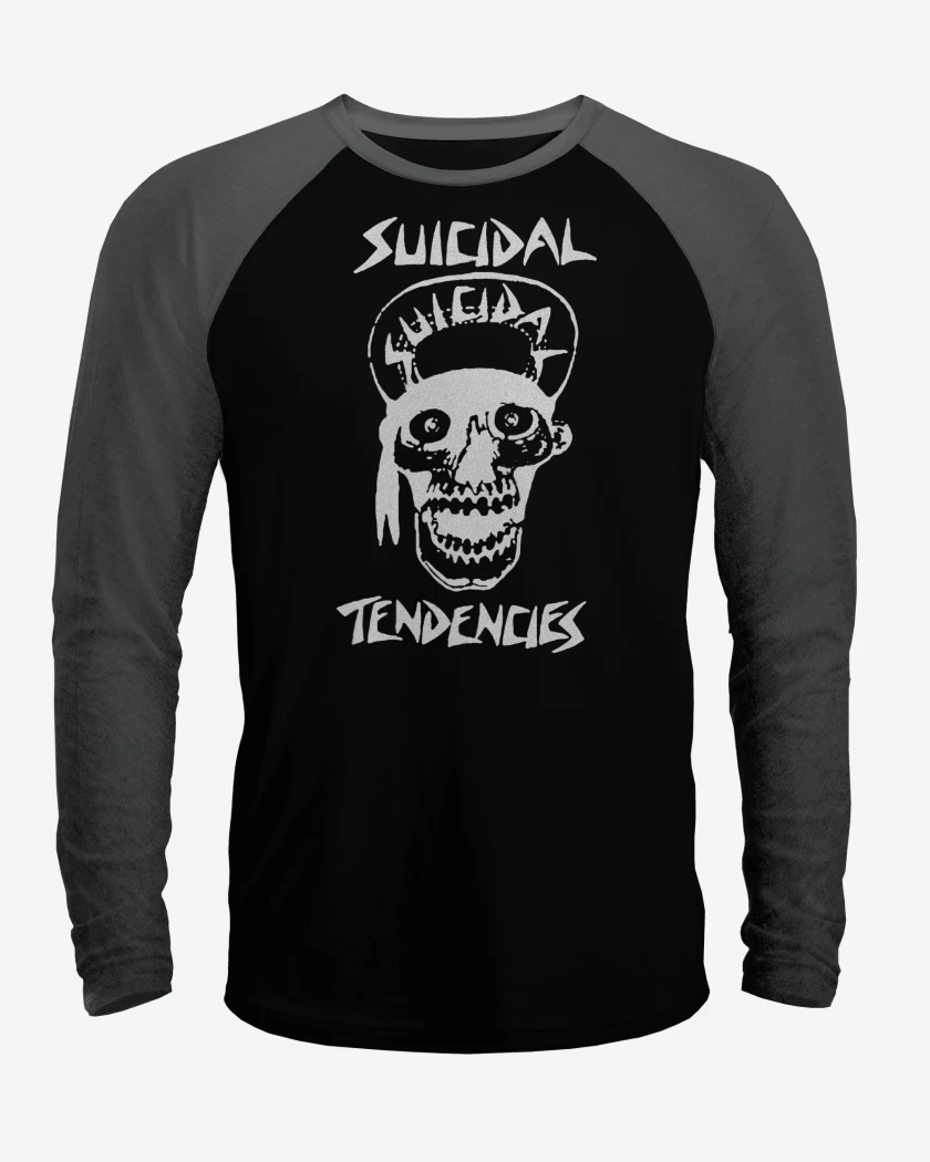 Polera Raglan Negro / Negro Heather de Suicidal Tendencies Suicidal Skull B