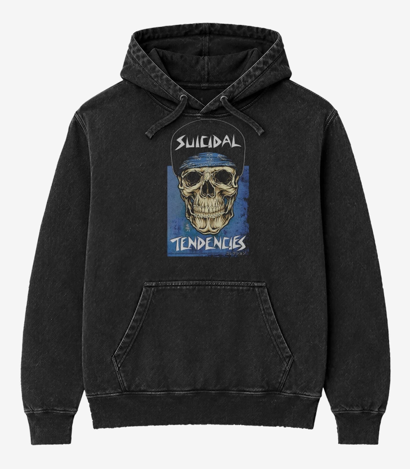 Poleron Canguro Acid Wash Negro de Suicidal Tendencies ST Skull