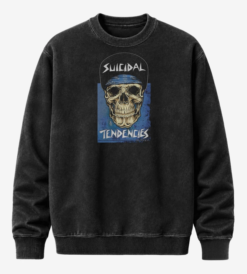 Poleron Polo Acid Wash Negro de Suicidal Tendencies ST Skull