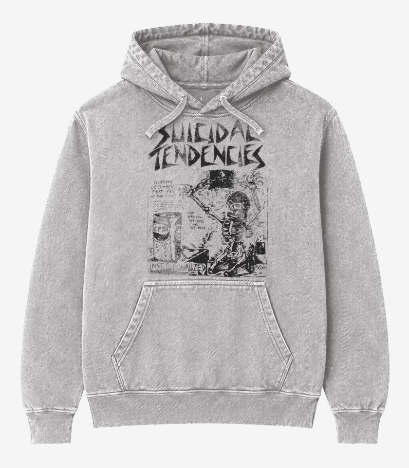 Poleron Canguro Acid Wash Gris Melange de Suicidal Tendencies Institutionalized
