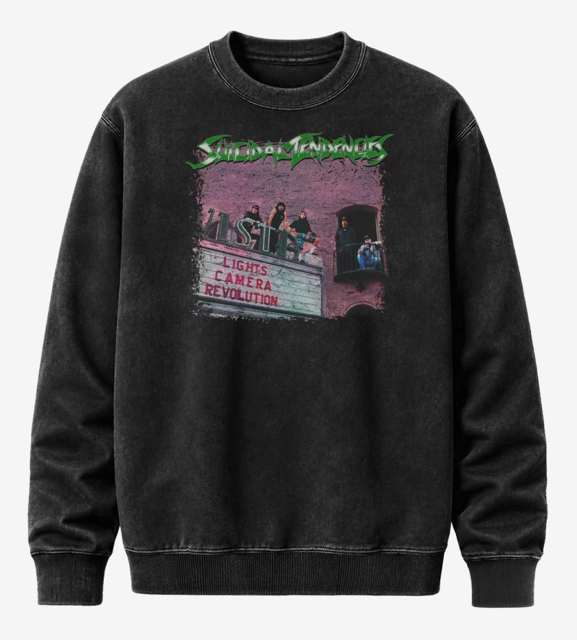 Poleron Polo Acid Wash Negro de Suicidal Tendencies Lights Camera Revolution